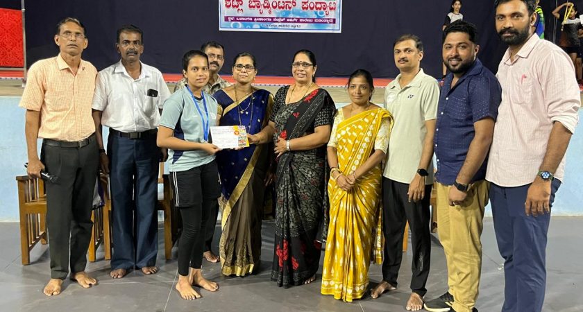 Shreeraksha wins 2nd place in Taluk Level Shuttle Badminton 